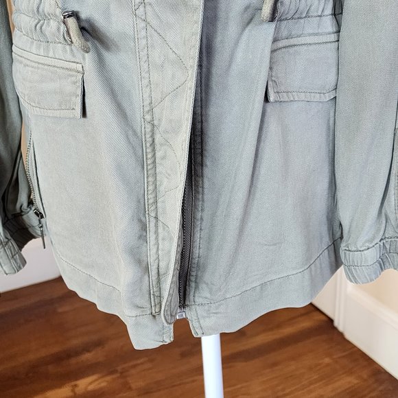 Max Jeans Utility Jacket Military Army Green Super Soft Long Sleeves Size S - Picture 5 of 10